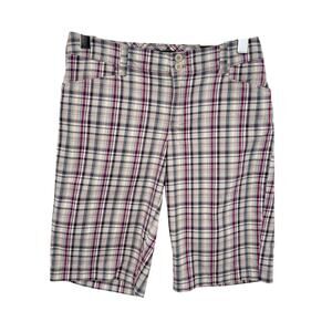 Eddie Bauer shorts women's 4 Bermuda plaid purple NEW
